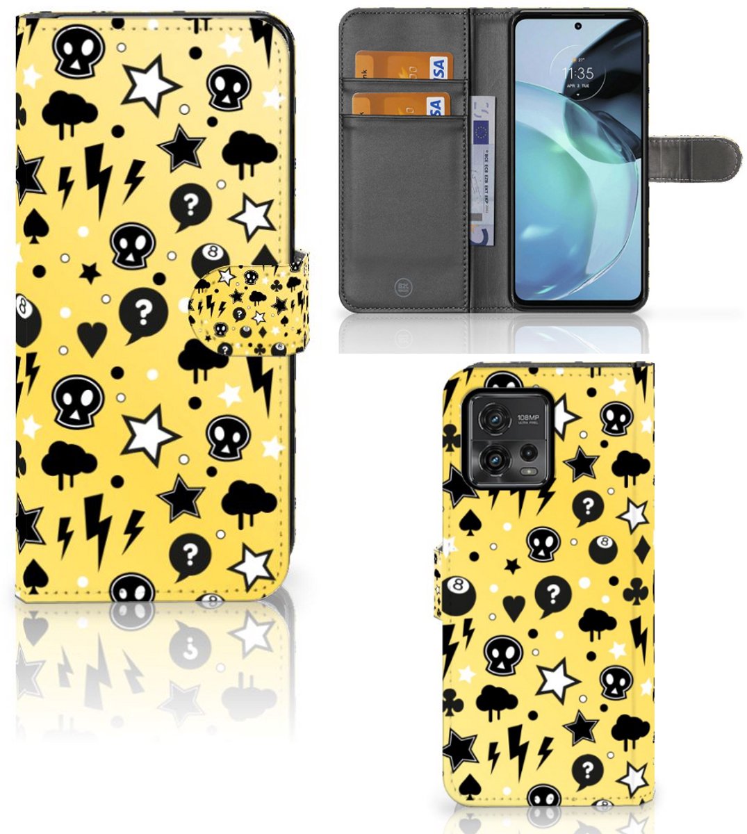 Telefoonhoesje met Naam Motorola Moto G72 Punk Geel
