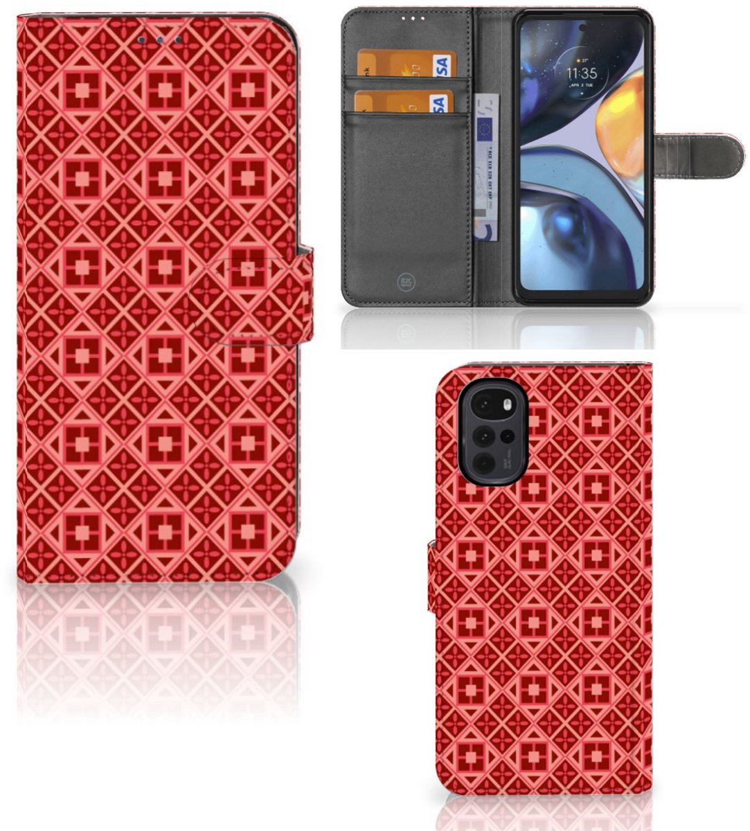 Motorola Moto G22 Telefoon Hoesje Batik Rood