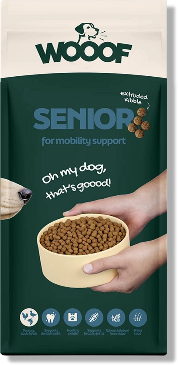 Wooof WOOOF Senior Krokant Hondenvoer 18kg - Krokante Hondenbrokken - Oudere honden - 18kg