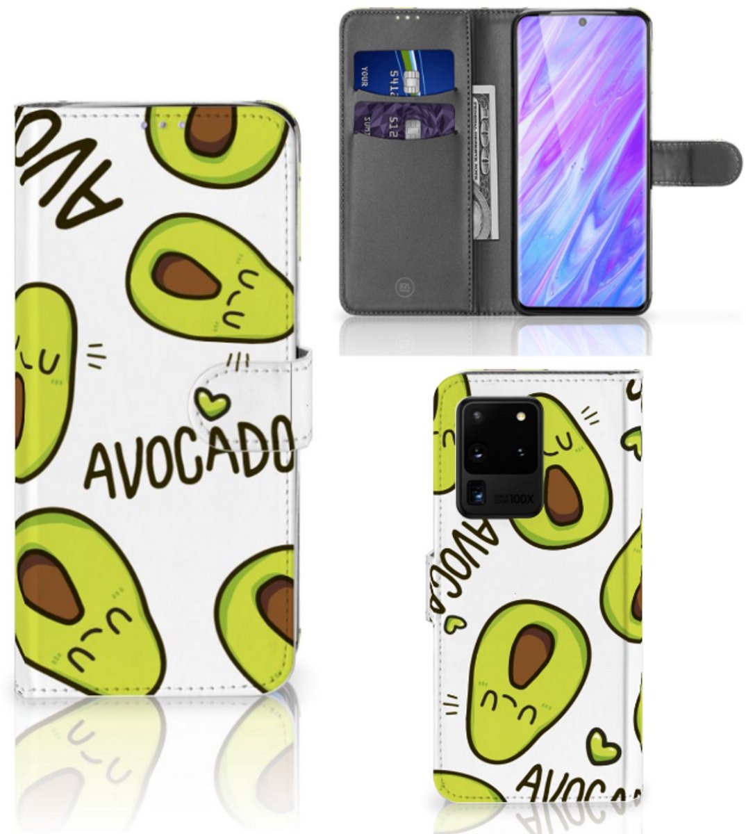 Book Case voor Samsung Galaxy S20 Ultra Leuk Hoesje Avocado Singing