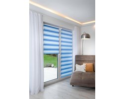 K-home® Klemmfix dubbel rolgordijn Madrid zonder boren kleurverloop blauw B60 x H150 cm