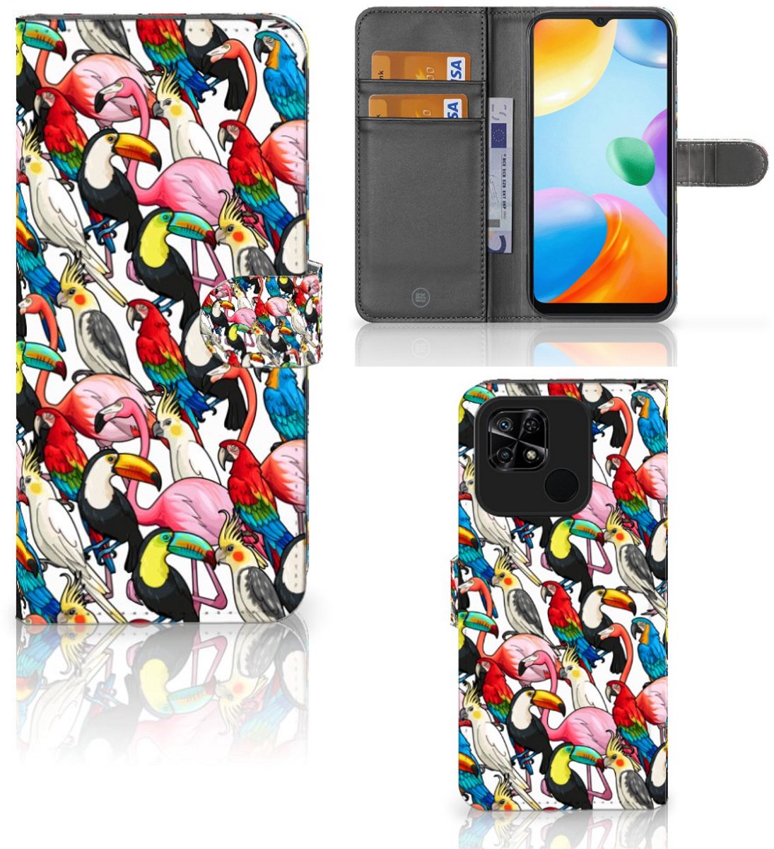 Xiaomi Redmi 10C Telefoonhoesje met Pasjes Birds