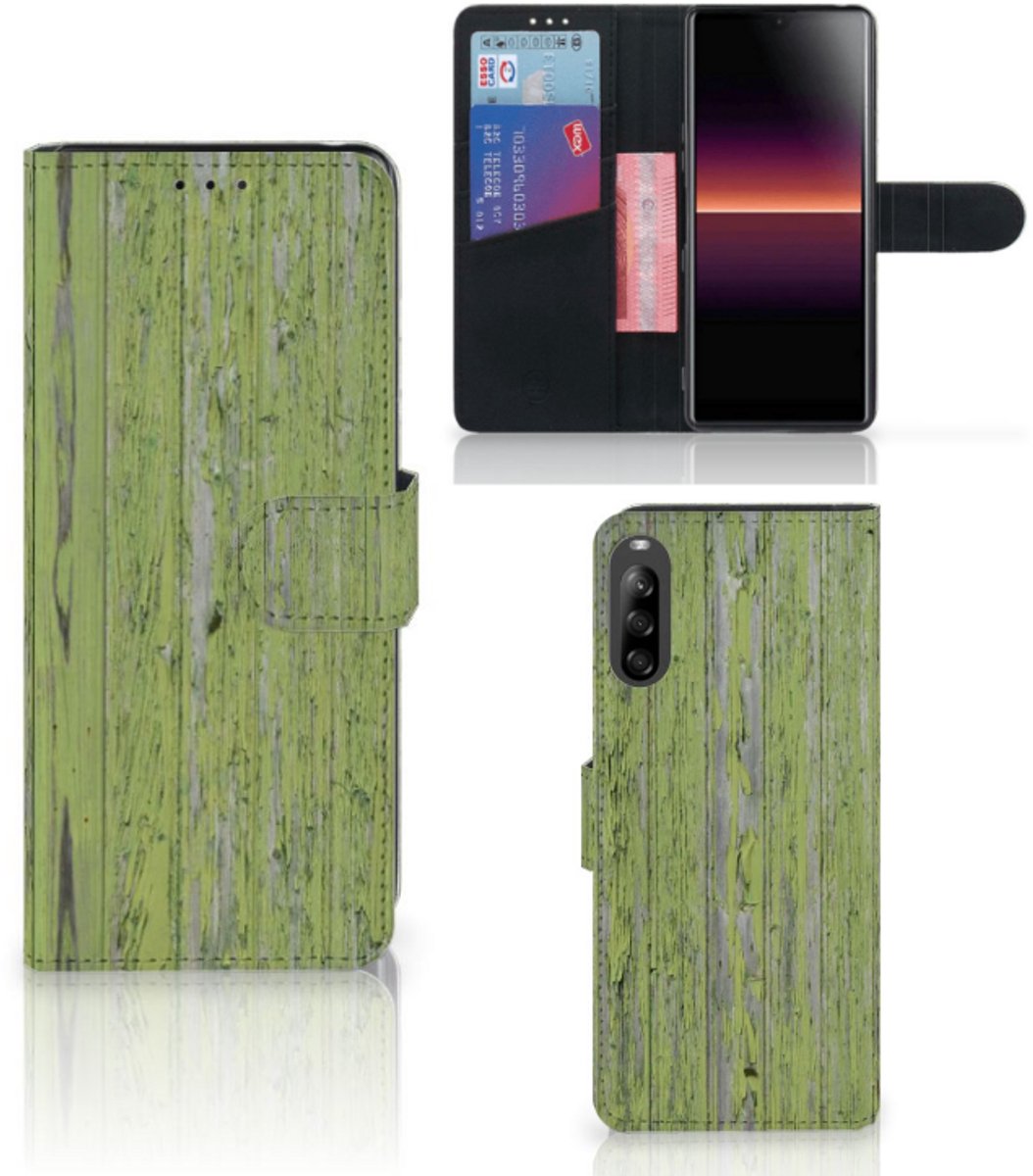 Boekhoesje voor Sony Xperia L4 Book Style Case Green Wood