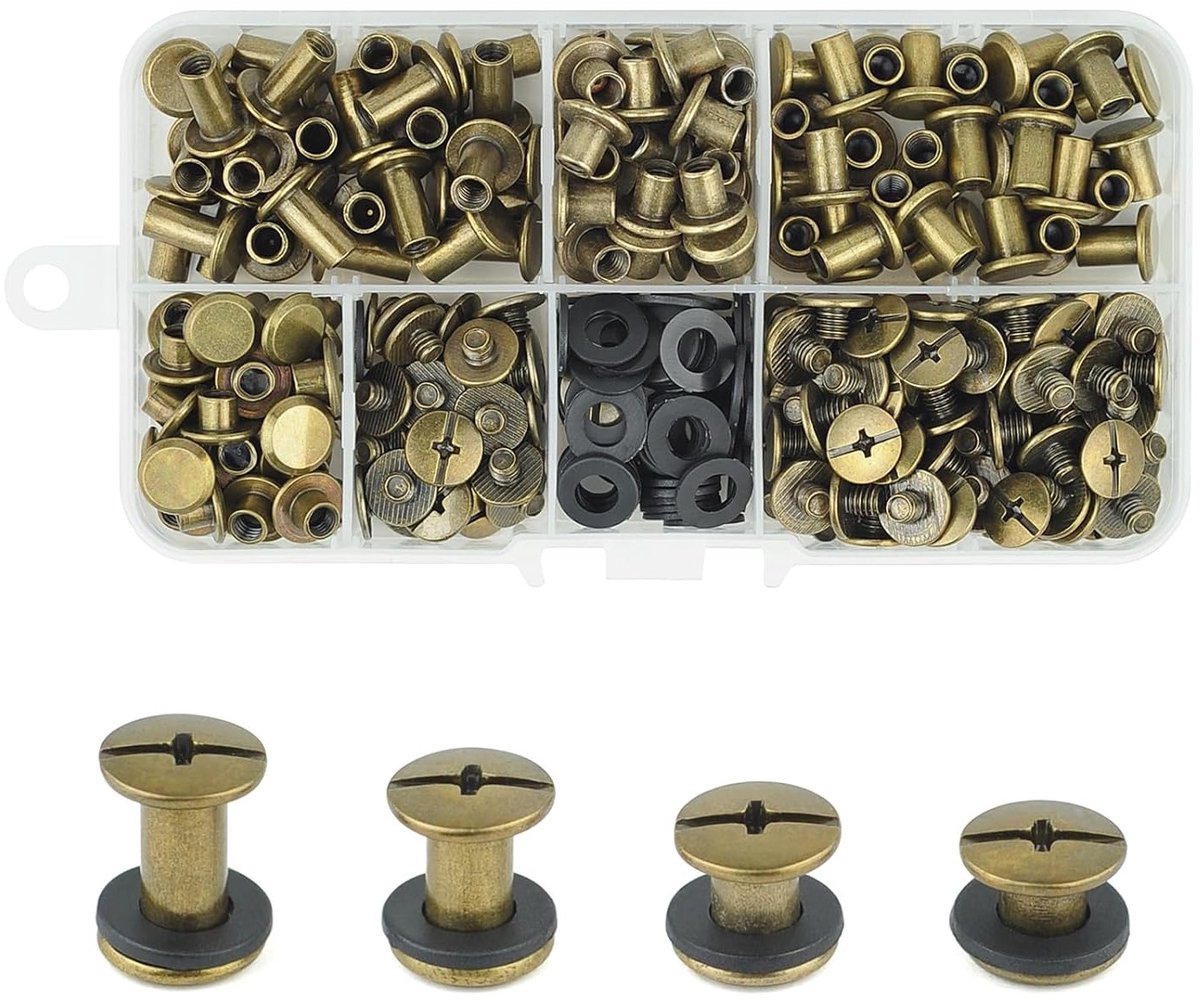 120 Sets Chicago Screws voor Bevestigen en Repareren van Tassen, Harnassen, Rugzakken en Meer - Ideaal voor Handwerken en Accessoires (Bronze)