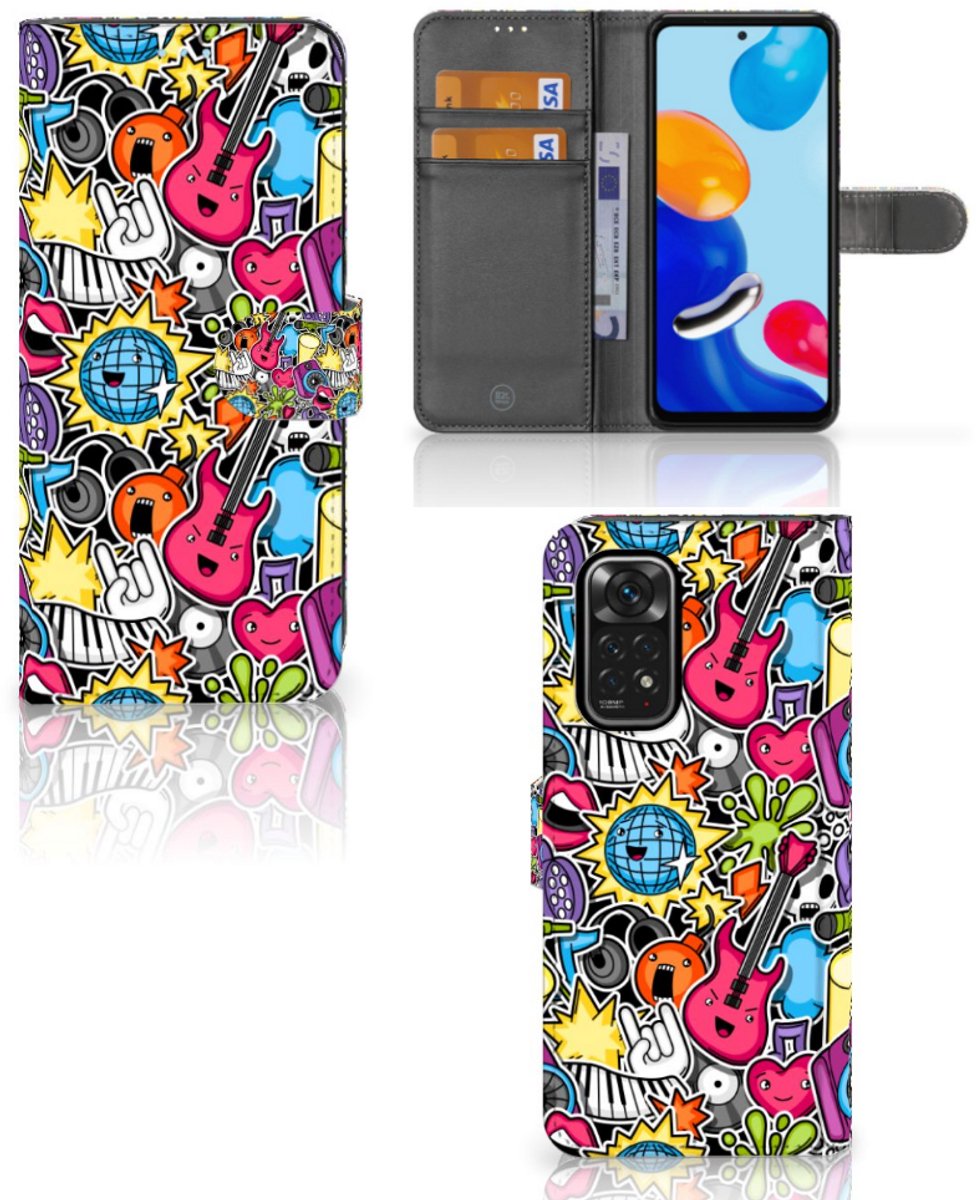 Xiaomi Redmi Note 11/11S Wallet Case met Pasjes Punk Rock