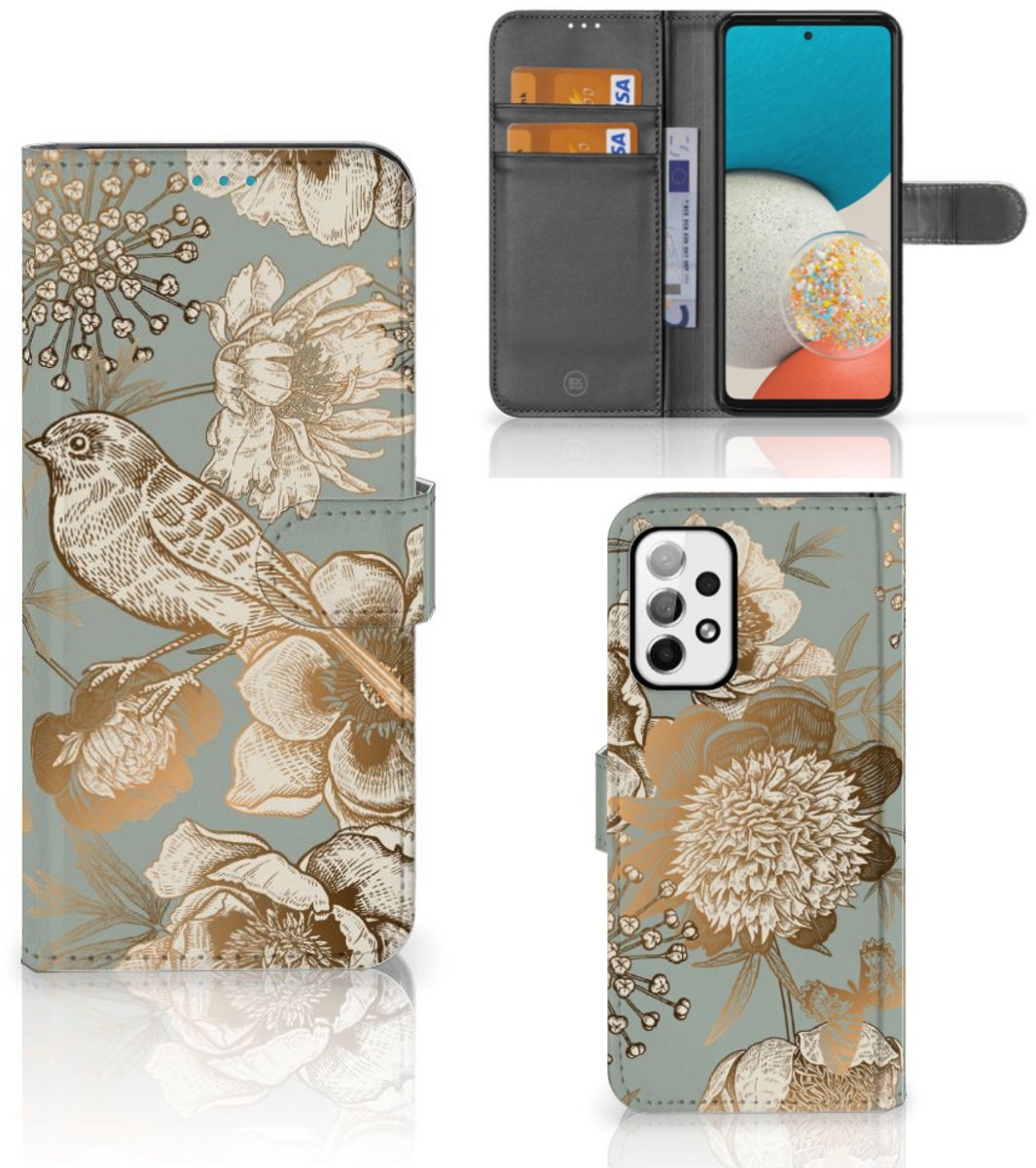 Hoesje voor Samsung Galaxy A73 5G Vintage Bird Flowers