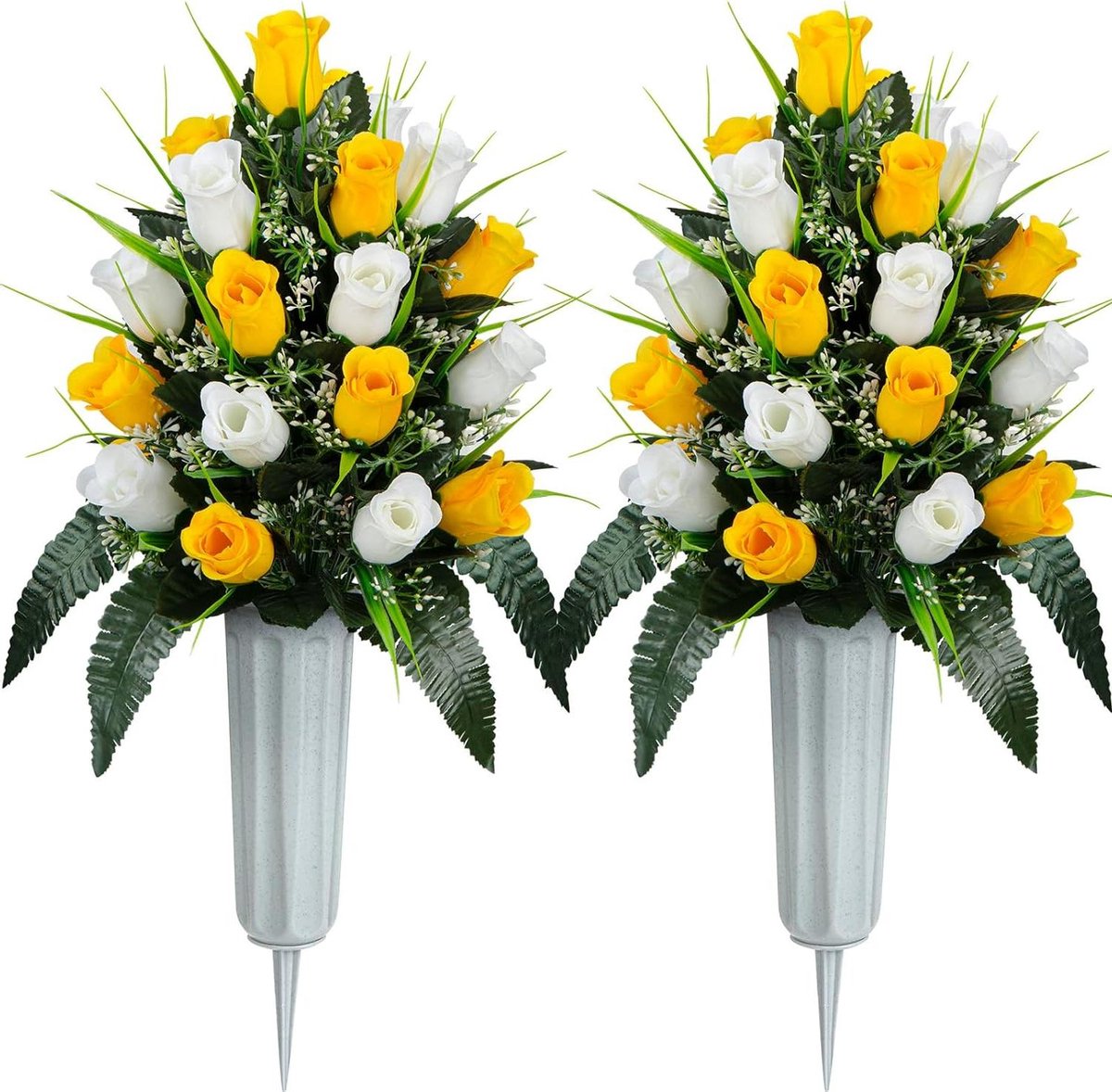 Kunstbloemen Begraafplaats - Grafdecoratie Rozen - Herdenking Eerbetoon - Weerbestendig In