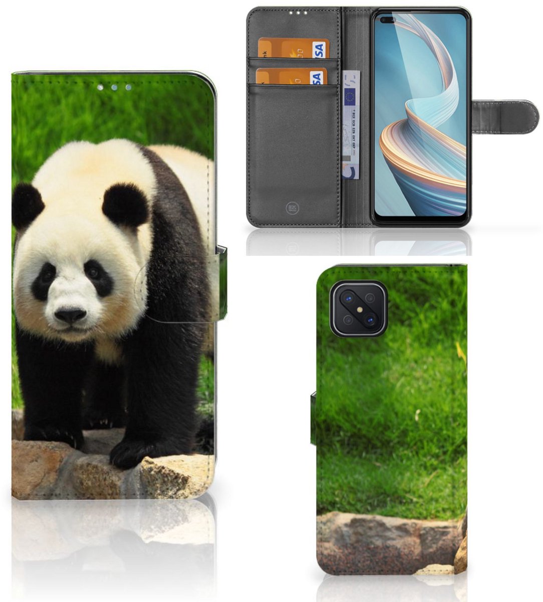 OPPO Reno4 Z Telefoonhoesje met Pasjes Panda
