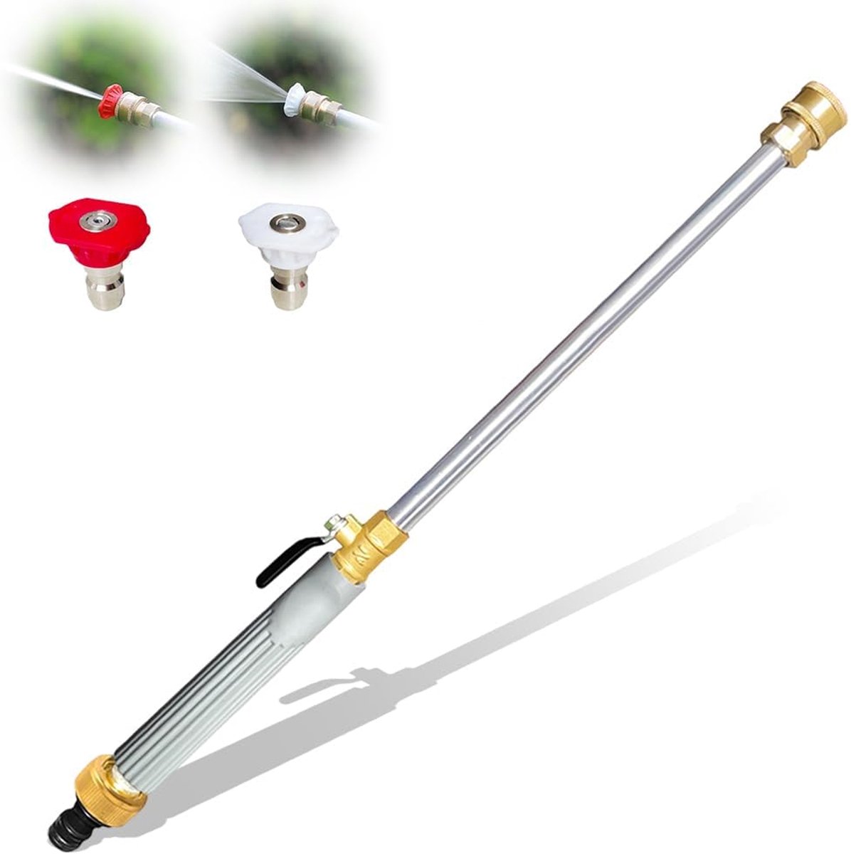 Autowaspistool - Met 2 hogedruksproeiers - Turbo Washer - Hoge Drukreiniger - Spuitpistool - Tuinslang Pistool - Hogedrukpistool - Hogedruk waterpistool - Vervangpistool - Voor het reinigen van terras, tuin en andere buitenruimtes - Grijs