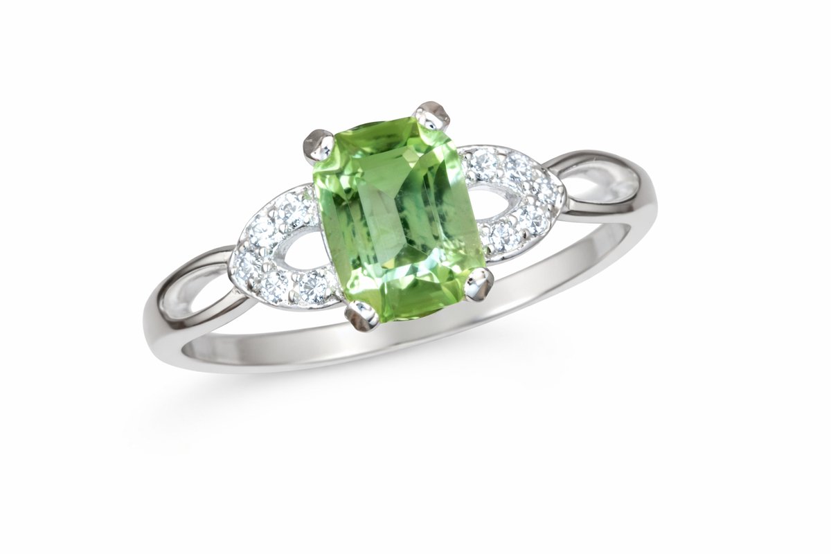 925 Sterling Zilveren Dames Ring met Groene Peridoot - Minimalistische Ring