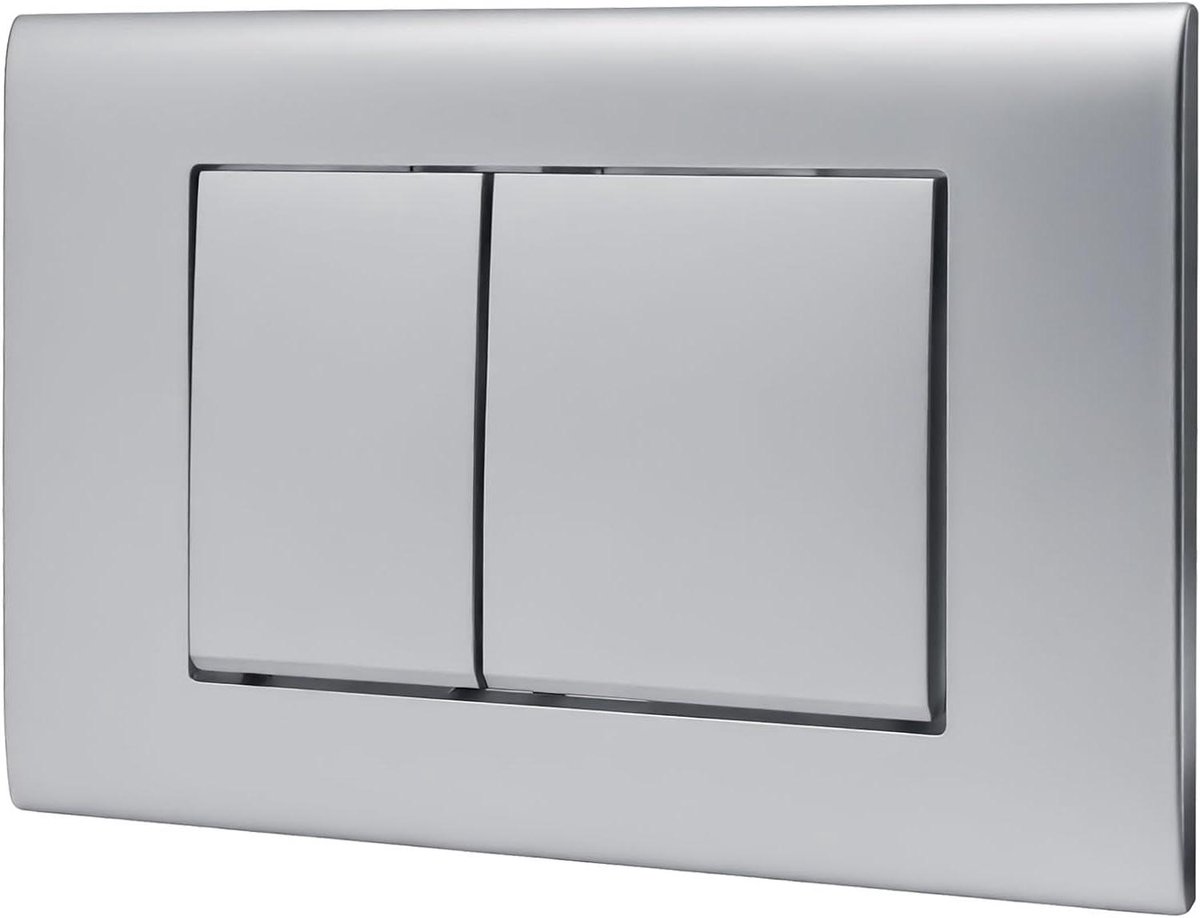 Dubbele Spoelplaat WC - Bedieningsplaat Toilet - Waterbesparing Toilet - Hoge Compatibiliteit - 245 x 164 Mm - Zilverwit Mat