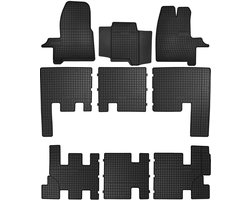 SolidPRO Rubberen matten geschikt voor Ford Transit Custom FL (2017-2021) | Kwaliteit: Premium - Nauwkeurige pasvorm, antislip 9-delige vloermatten - zwart