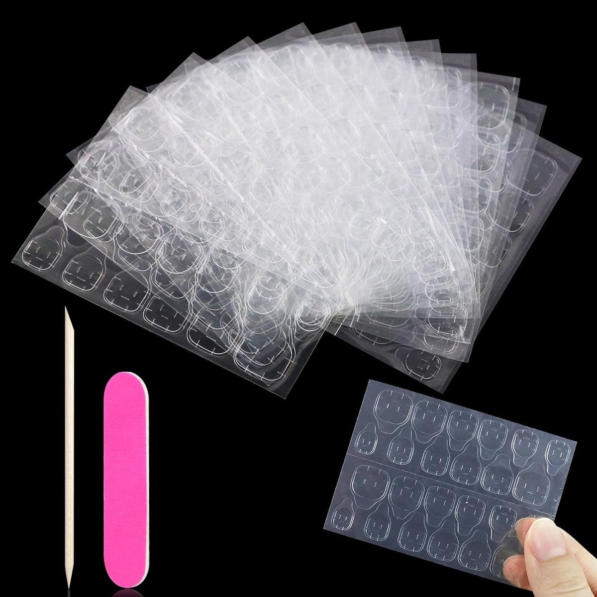 False Nail Set met 11 Bladen, 264 Hechtende Nageltabs, Nagelvijl en Cuticle Pusher voor Waterdichte Nagelversiering