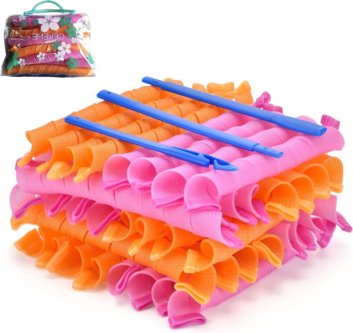Krultang Zonder Hitte - Haarrollers Krulspelden - Gezonde Krullen Maken - Geen Hitteschade - 55 cm - Blauw