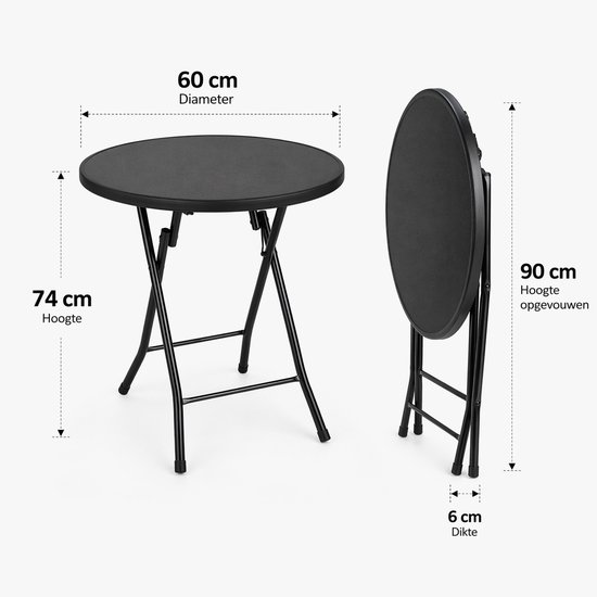 Bardi Inklapbare Tafel Rond - Campingtafel - Klaptafel - Vouwtafel Buiten - Tuintafel - Ø60 x 74 - Zwart van Merkloos — afbeelding 4