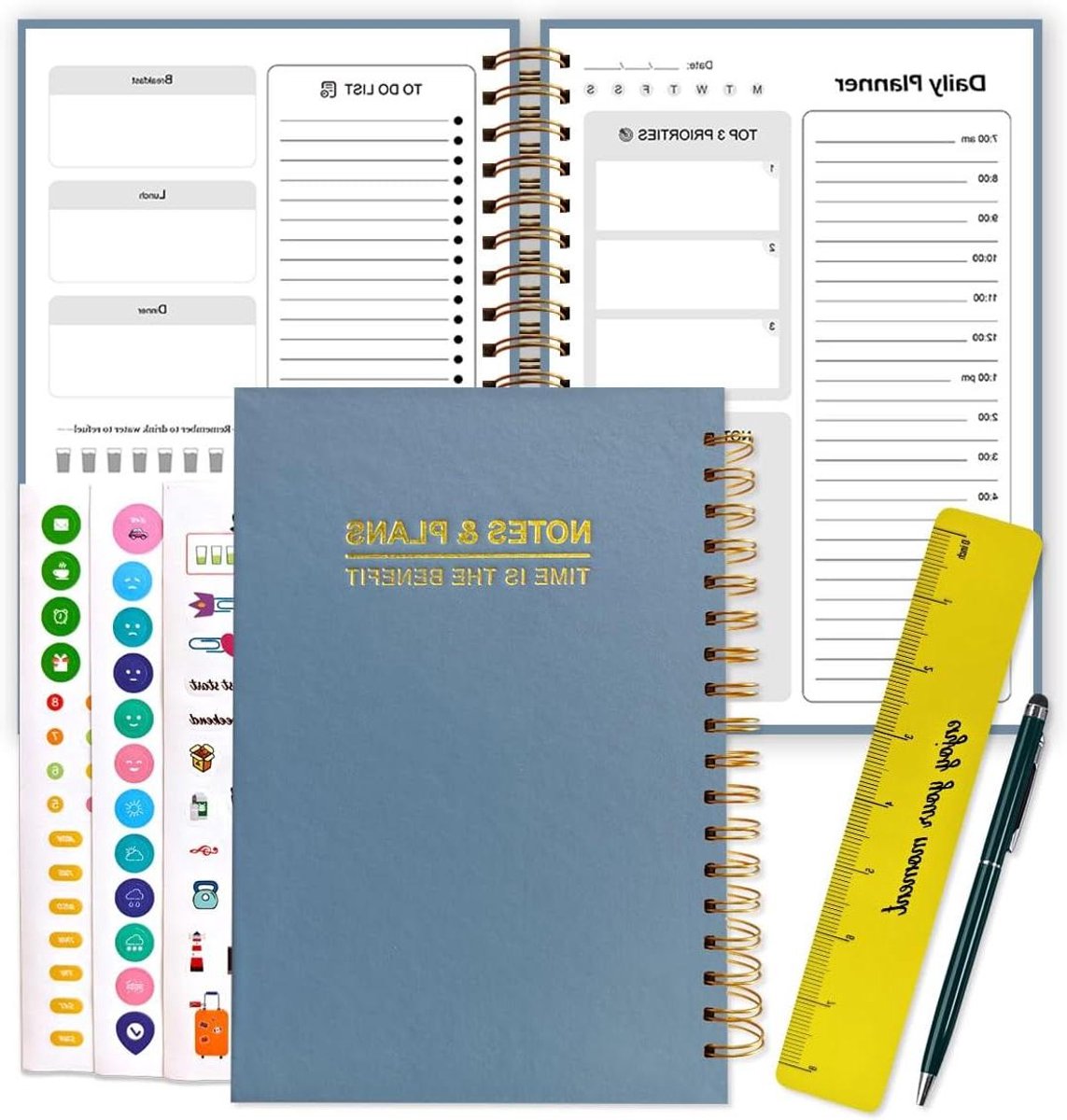 Dagelijkse Planner - Notitieboek Organizer - Activiteiten Plannen - Uurschema en trackers - 175 cm x 245 cm - Lichtblauw