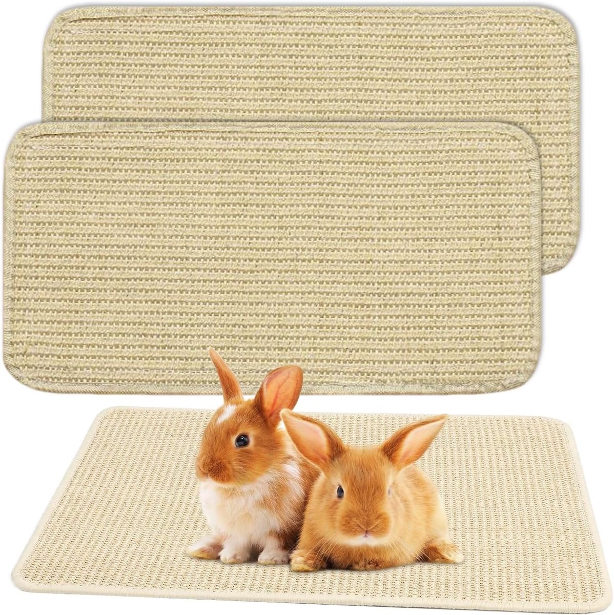 Natuurlijke Sisal Krabmat voor Konijnen - 2 Stuks, Zelfklevend, Ideaal voor Knagers en Kauwen, 20 x 40 cm
