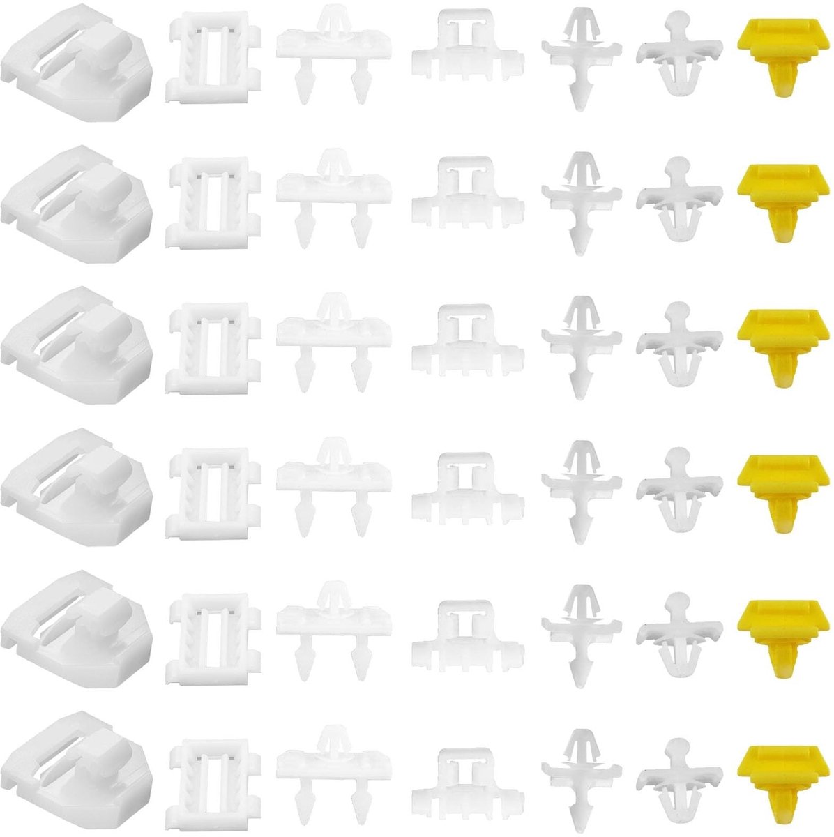 Brenzoos - 42pcs Side Trim Clips - Perfecte vervangingen voor Mercedes W201 - Wit en geel - Duurzaam en sterk - Geschikt voor Mercedes 190e - Ideaal..
