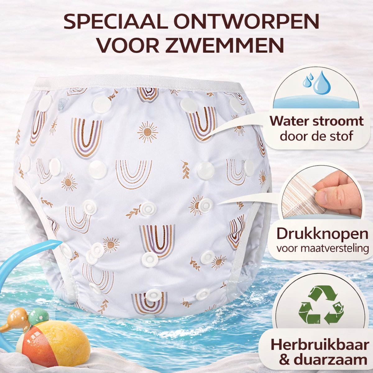 Bol.com BonBini´s - wasbare zwemluier - rainbow- Anti doorlekken - Herbruikbaar zwembroekje aanbieding