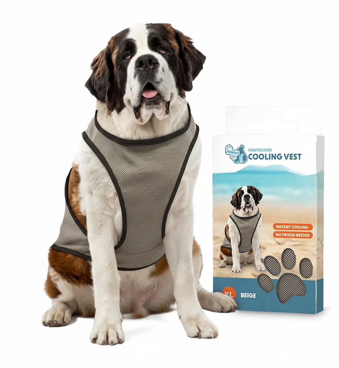 Coolpets Koelvest Hond XL - Coolvest - Verkoelende Jas - Ruglengte 40 cm - Cooling Vest - Beige