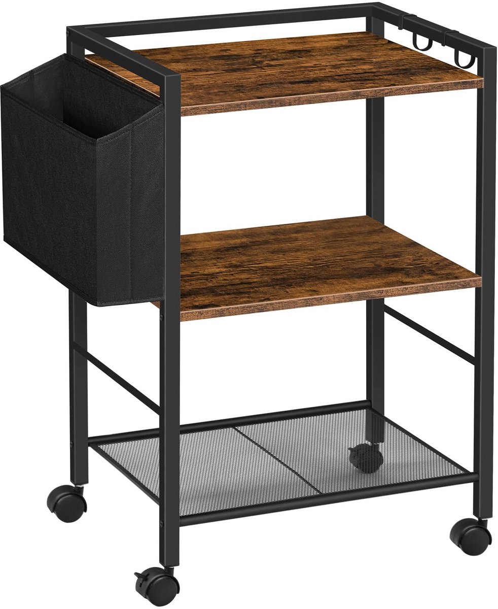 Brenzoos - Printer tafel - Printer stand met wielen - 3 lagen - 52 x 40 x 80.5 cm - Documenten opbergen - Geschikt voor kantoor en thuis - EBF21PS01
