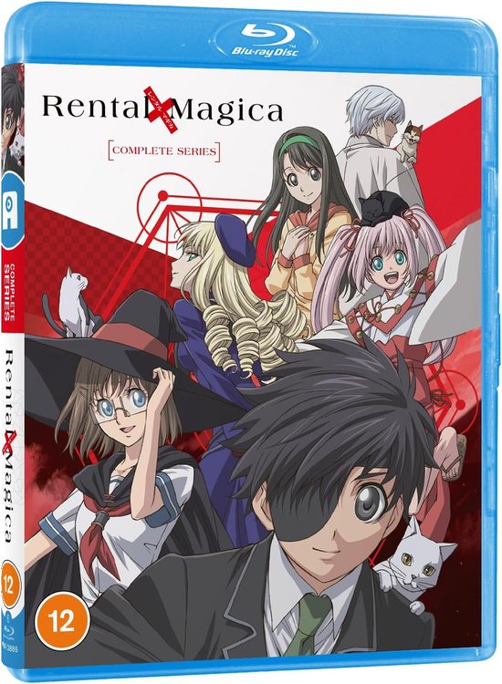 De complete serie Rental Magica Blu-ray cover met zeven anime personages en twee katten, tegen een rode en witte achtergrond.