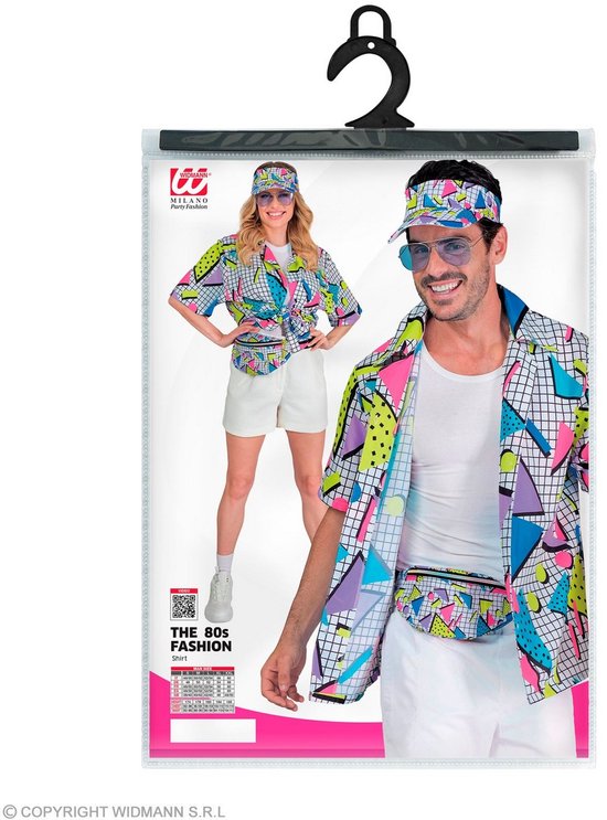 Widmann - Costume Années 80 & 90 - Chemise Années 80 Funky Fashion - Wit / Beige, Multicolore - XXL - Déguisements - Déguisements