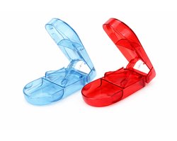Pillensnijder - Professionele Medicijnsnijder - Draagbaar - Tabletsplitter - Medicijnen Snijder & Pillen Deler - Medicijnen Verdelen met Medicijnsnijder - Stevig Opslagdoosje - Cadeau Geschenk - Blauw