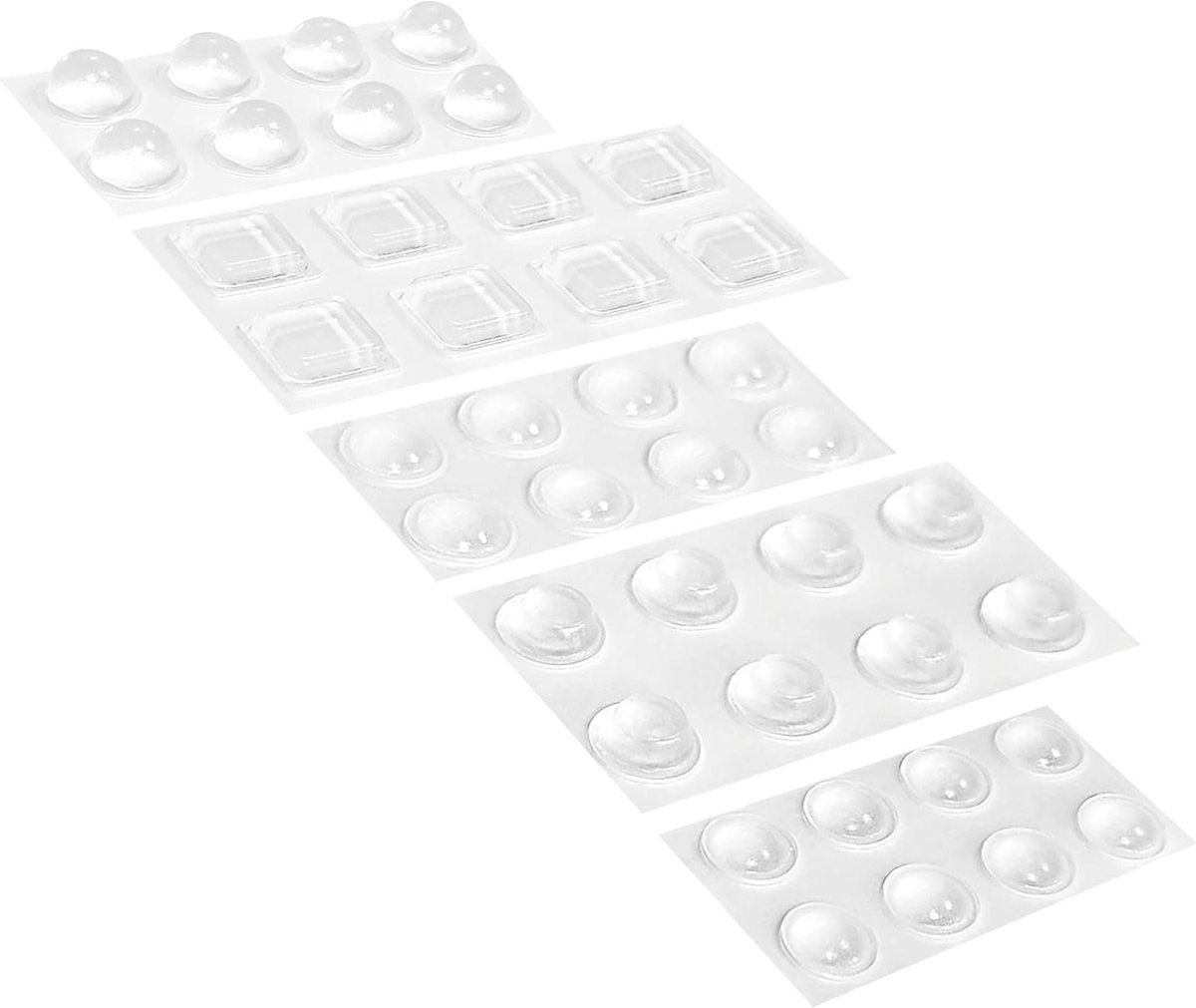 Elastische buffers - Rubberen voetjes aanslag - Meubels beschermen - Zelfklevend polyurethaan - Assortiment 5 modellen - Transparant