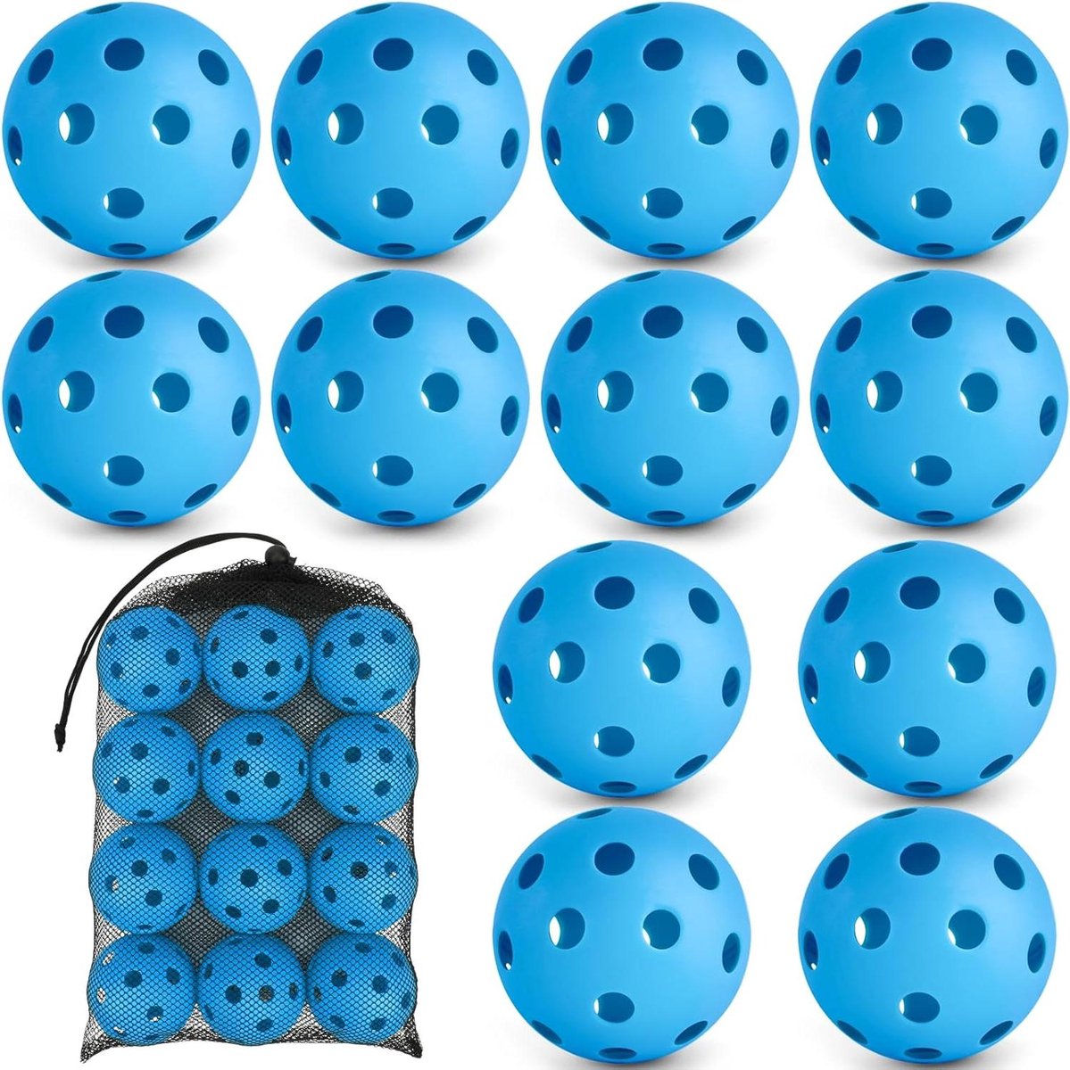 Oefen honkballen - Trainingsballen softbal - Vaardigheden verbeteren - Hol met luchtstroom ontwerp - 12 stuks - Blauw