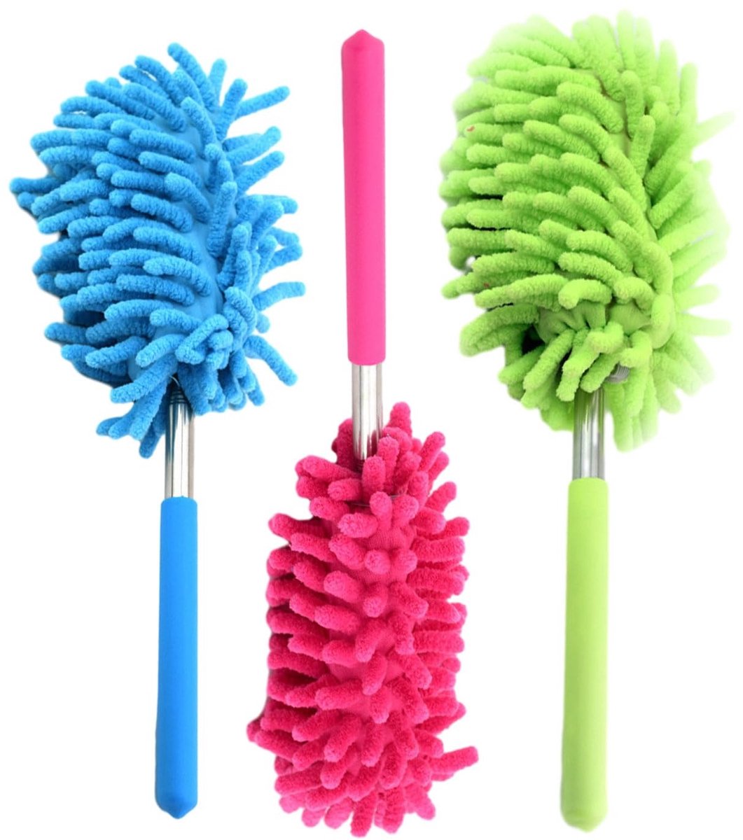 Allecto - - Duster - Telescopische Stofzuiger - 75 cm - Huishoudelijke schoonmaakborstel - Geschikt voor auto en airconditioning - 3 stuks