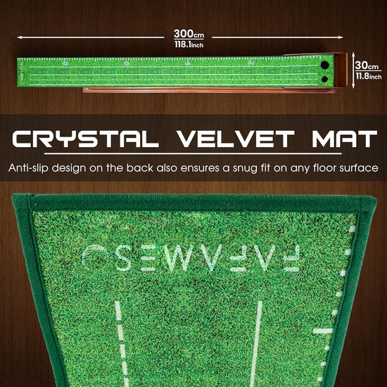 Golf Putting Mat - Oefenmat Golf - Binnen Trainen - Automatische Bal Retour - Opvouwbaar - Groen van GOLF — afbeelding 3