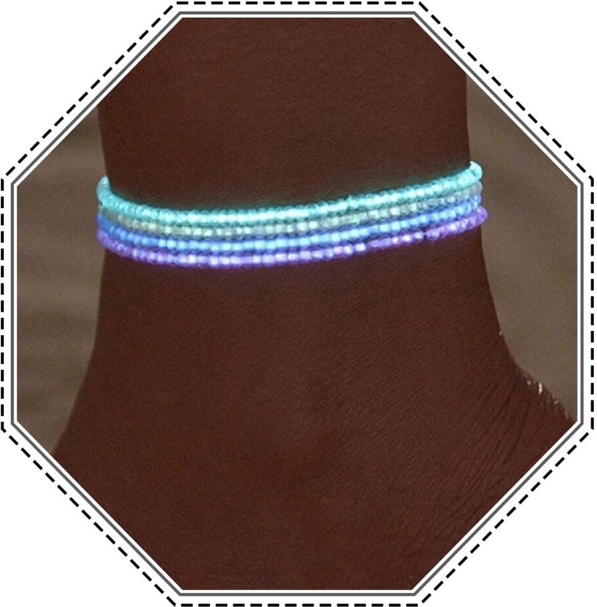 Cosensi - Boho Beaded Anklets - Fluorescerende Enkelbandjes - Kleurvolle Beads voor Strand - Voetjuwelen - 4 Stuks - Geschikt voor Vrouwen en Meisjes