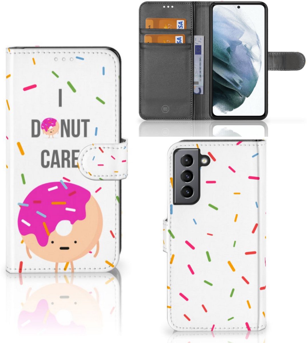 Samsung Galaxy S21 FE Book Cover Donut Roze