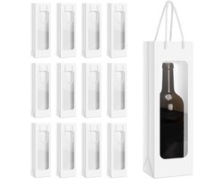 Premium Wijnfles Tas met Venster, Luxe Cadeautas voor Wijn, Ideaal voor Kerst, Bruiloft en Feestjes