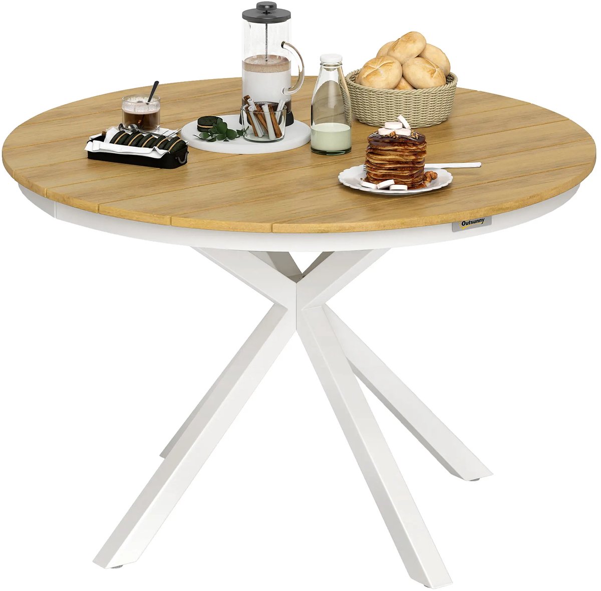 Ronde Tuintafel - Ronde balkontafel - Voor Buitengebruik - Voor balkon - Outdoor-eettafel - Terras tafel - Balkon - Teak