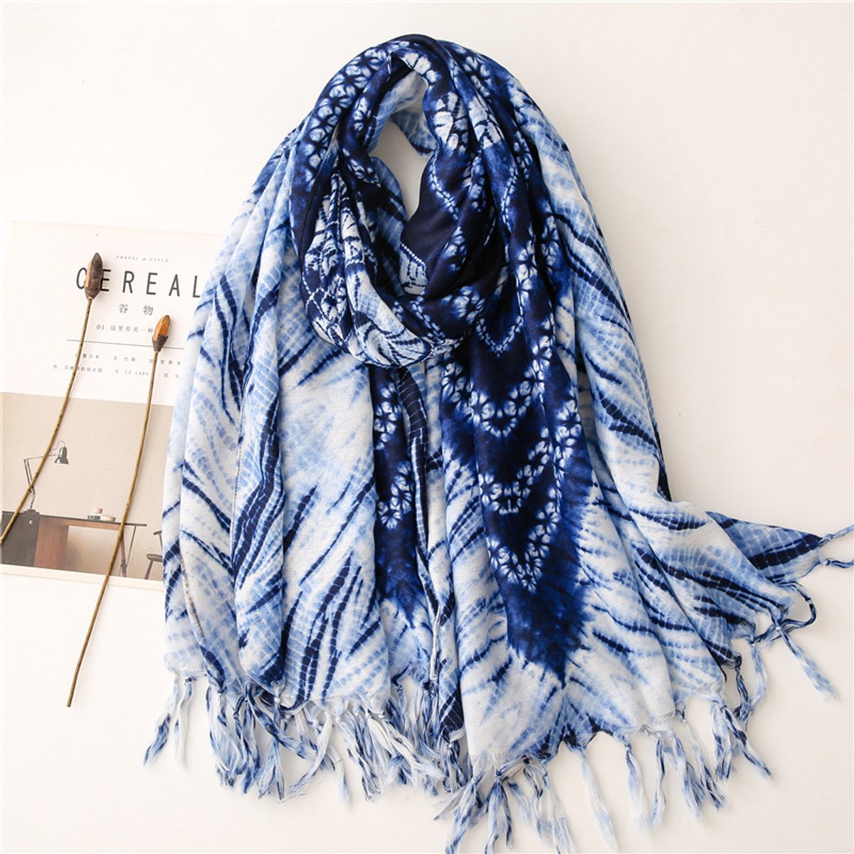 Boho Sjaal voor Dames – Lichtgewicht Bloemenprint – Herfst & Winter Sjaal met Kwastjes