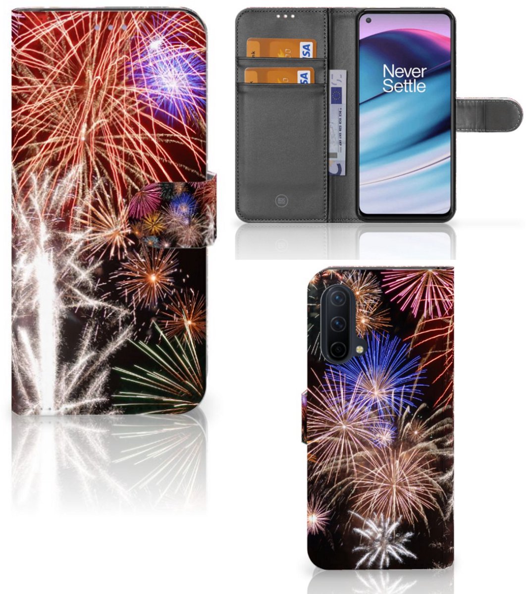 OnePlus Nord CE 5G Wallet Case met Pasjes Vuurwerk