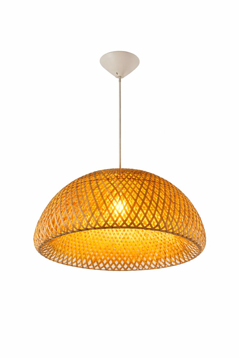 Bamboe Hanglamp Ø32 cm – Hoi Son Dome Shade Small – Handgemaakt – Incl. pendel – Sfeerlamp Boho / Japandi – Eettafel / Slaapkamer