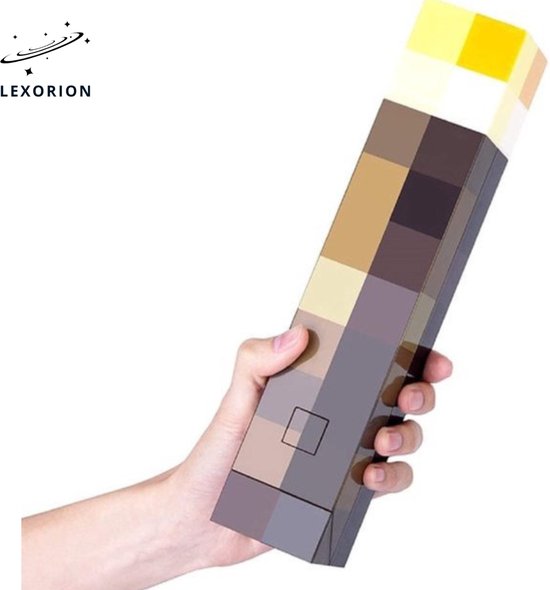 Lexorion PixelArt Torch Lamp 28 cm - LED Nachtlampje - USB Oplaadbaar - Sfeerverlichting - Kinderkamer & Gamekamer van lexorion — afbeelding 2