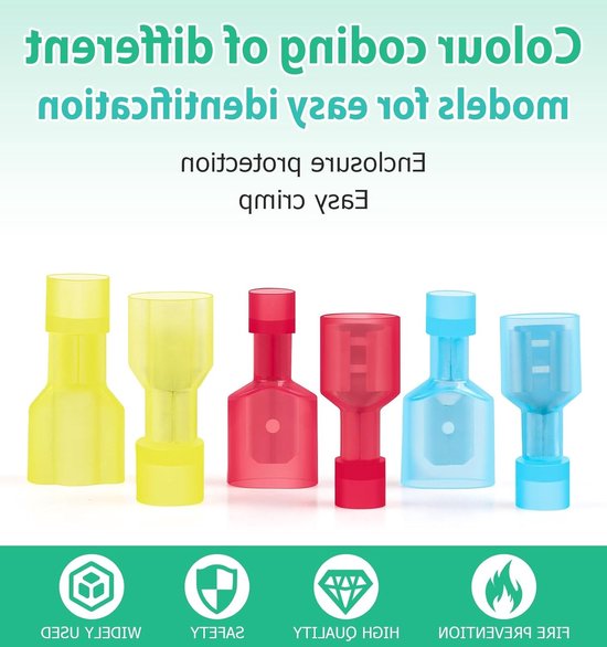 12-10 AWG Geïsoleerde Kabelschoenen, 60 Stuks, Nylon Stekkerverbindingen, Platte Stekkers, Auto Elektrische Verbindingen en Aansluitingen — afbeelding 3