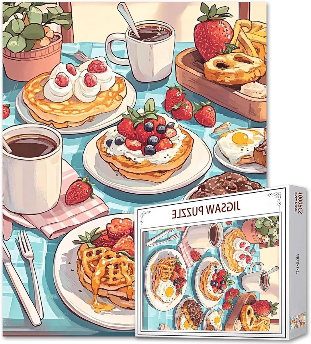 Ontbijtpuzzel 1000 stukjes - Legpuzzel volwassenen - Ontspannen tijdverdrijf - Perfect passende stukjes - 50 x 70 cm - Artwork-01