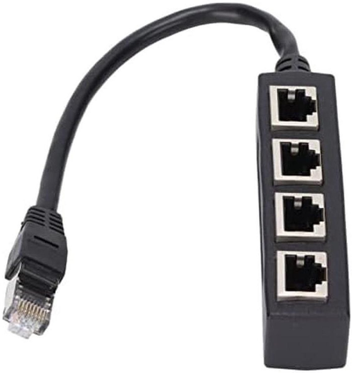 RJ45 Splitter Adapter - Ethernet Kabelverdeler - Netwerk Uitbreiden - Soepele Transmissie - 1 Tot 4 Poorts - Zwart