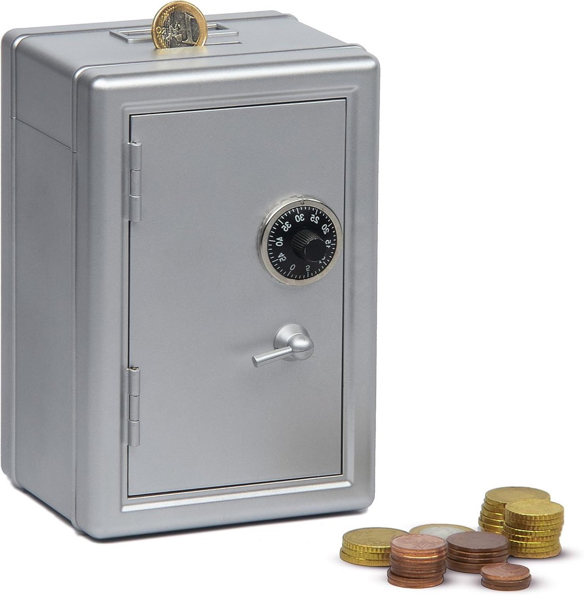 Spaarpot Kluis - Muntspaarpot Teller - Geld Besparen - Met Cijferslot - 12 x 18 x 10 cm - Zilver