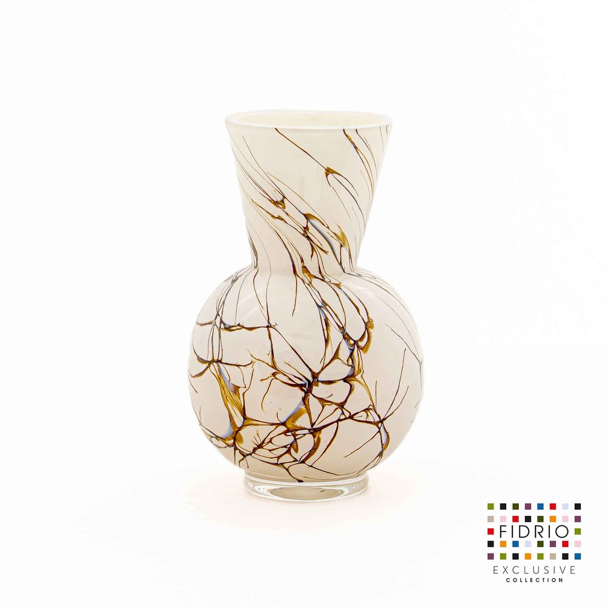 Fidrio Lightening vaas - Bolvaas - Conical neck - Hoogte 22 cm Wit Goud