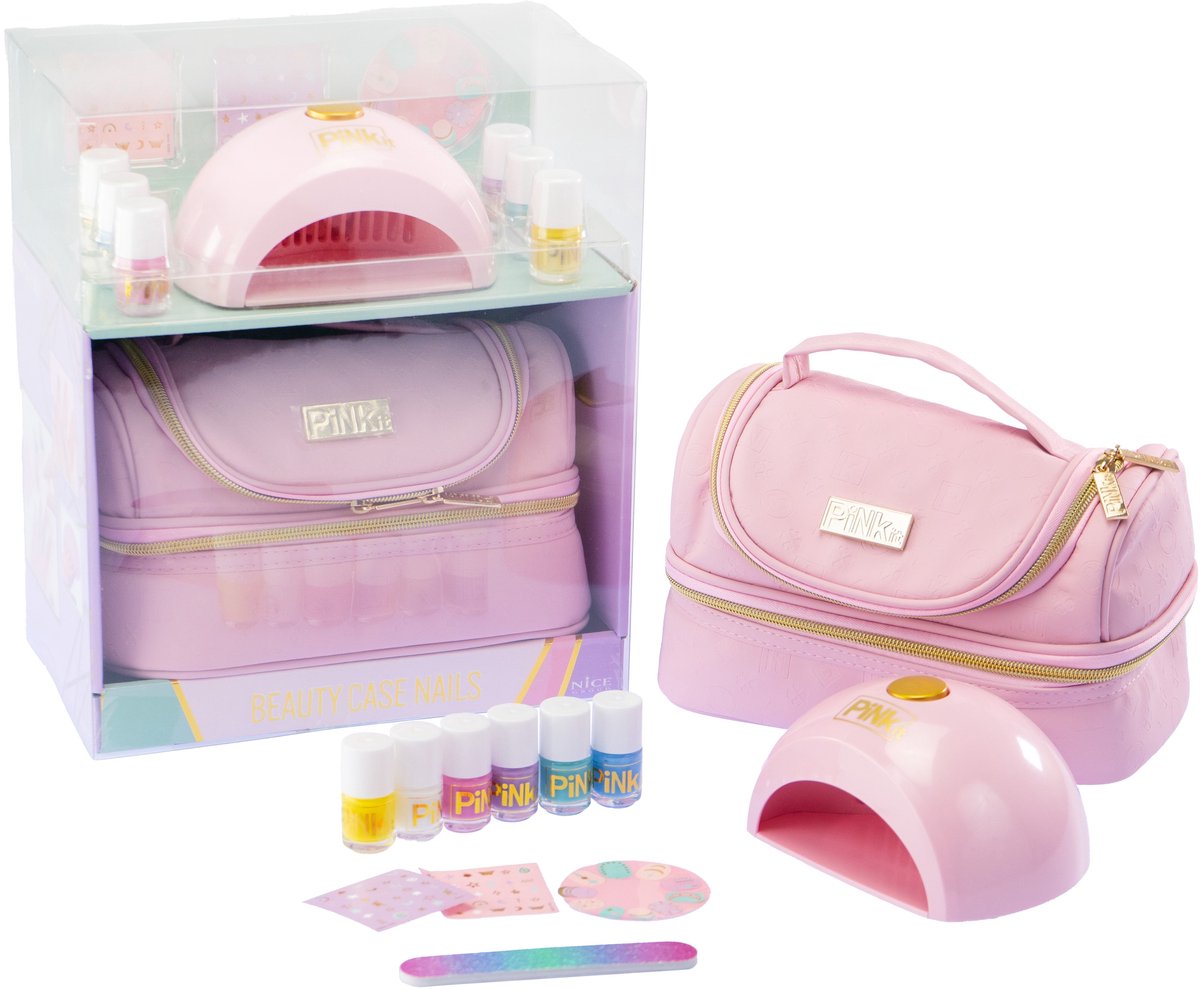 NICE Beauty Case Nagels - Roze nagelstudio speelgoedset voor kinderen.