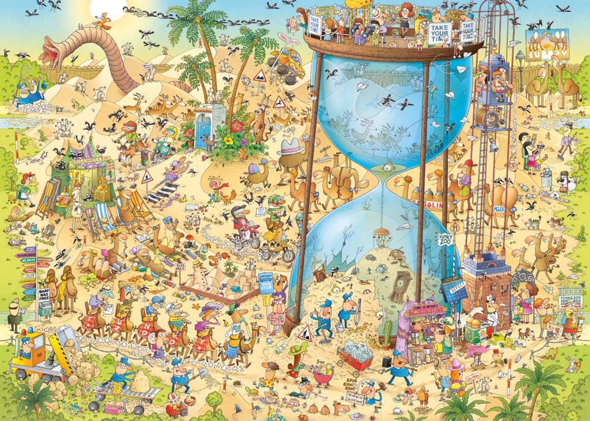 Heye puzzel Desert Habitat 1000 stukjes Funky Zoo cartoon puzzel.