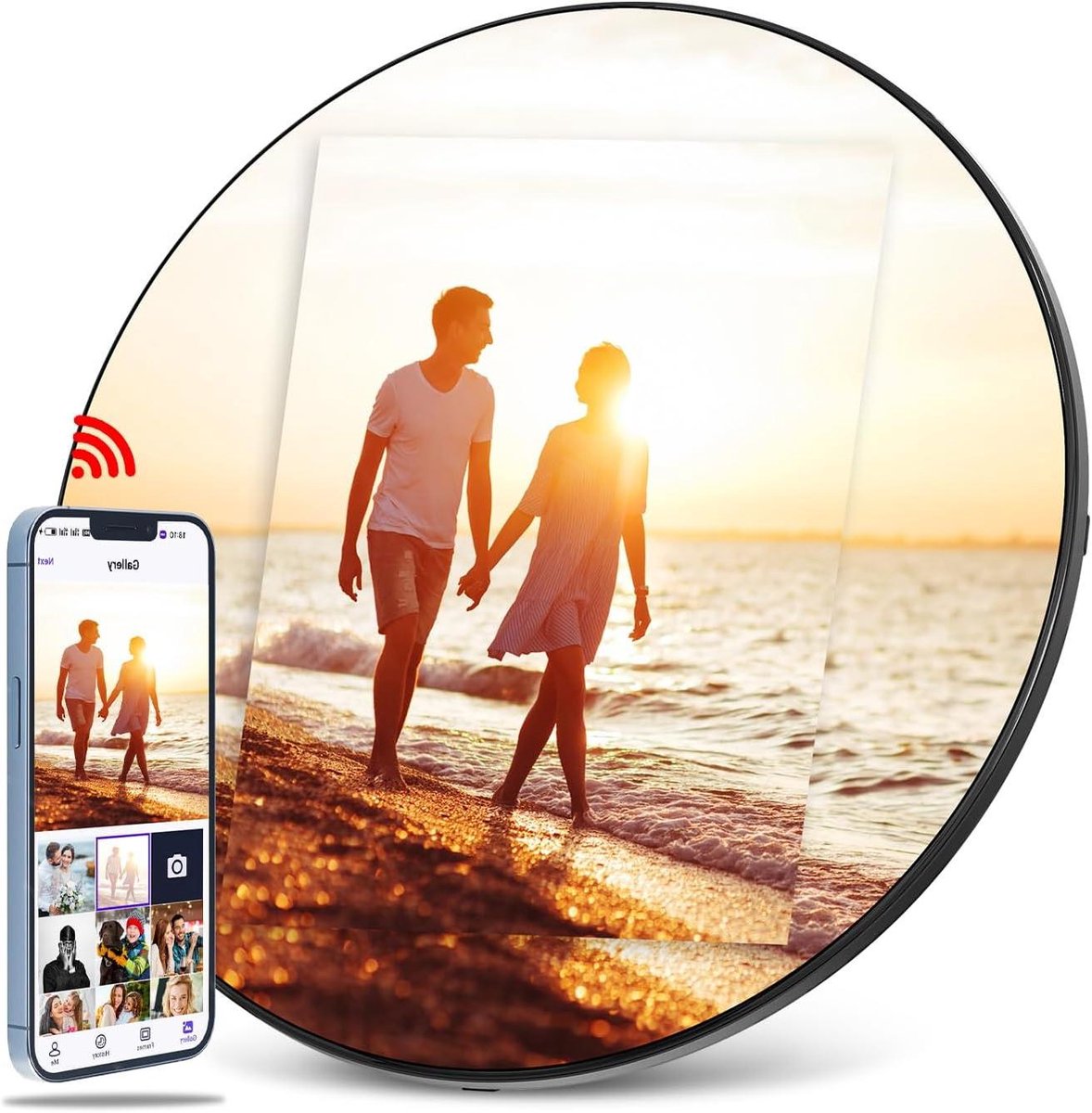 WiFi digitale fotolijst, IPS HD-touchscreen, 16 GB opslag, diavoorstelling, wandmontage, automatisch draaien, foto's en video's delen via de