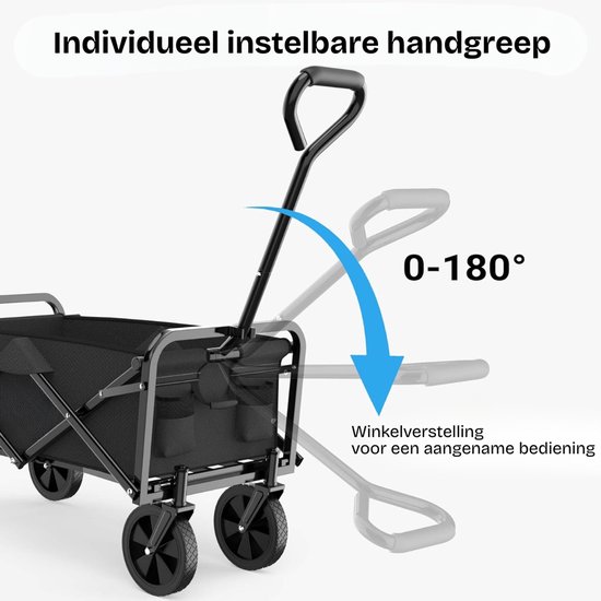 REN® Bolderkar Opvouwbaar Luchtbanden - Bolderkar Opvouwbaar - Bolderkar Kinderenvervoer - Zwart - 50cm x 102cm x 115cm van Merkloos — afbeelding 4