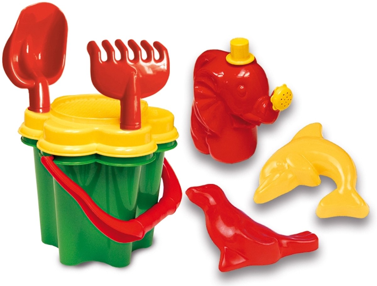 HOT Sports + Toys strand emmerset met gieter en zandvormpjes - 18 cm.